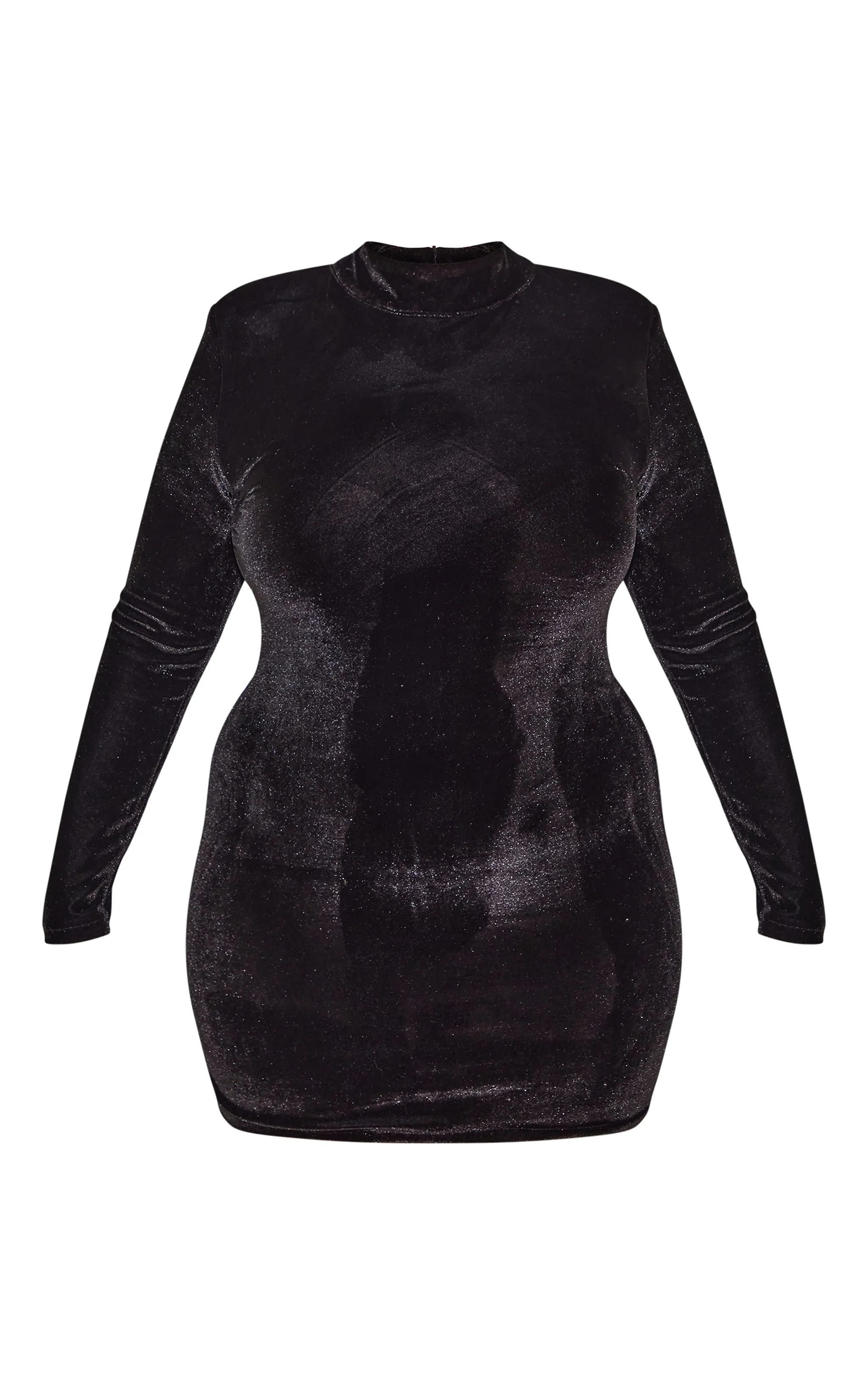 Plus Black Velour High Neck Long Sleeve Mini Dress sold by Pretty Little Thing product image thumbnail 5