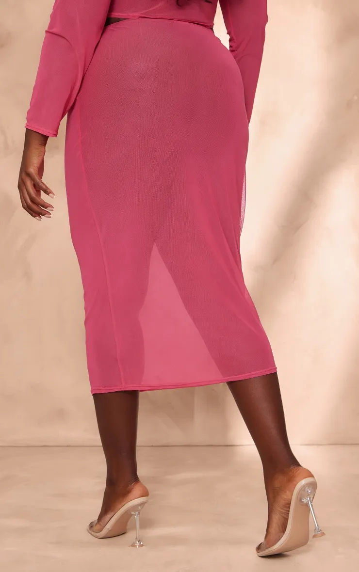 Plus Pink Mesh Beach Midi Skirt sold by Pretty Little Thing product image thumbnail 3
