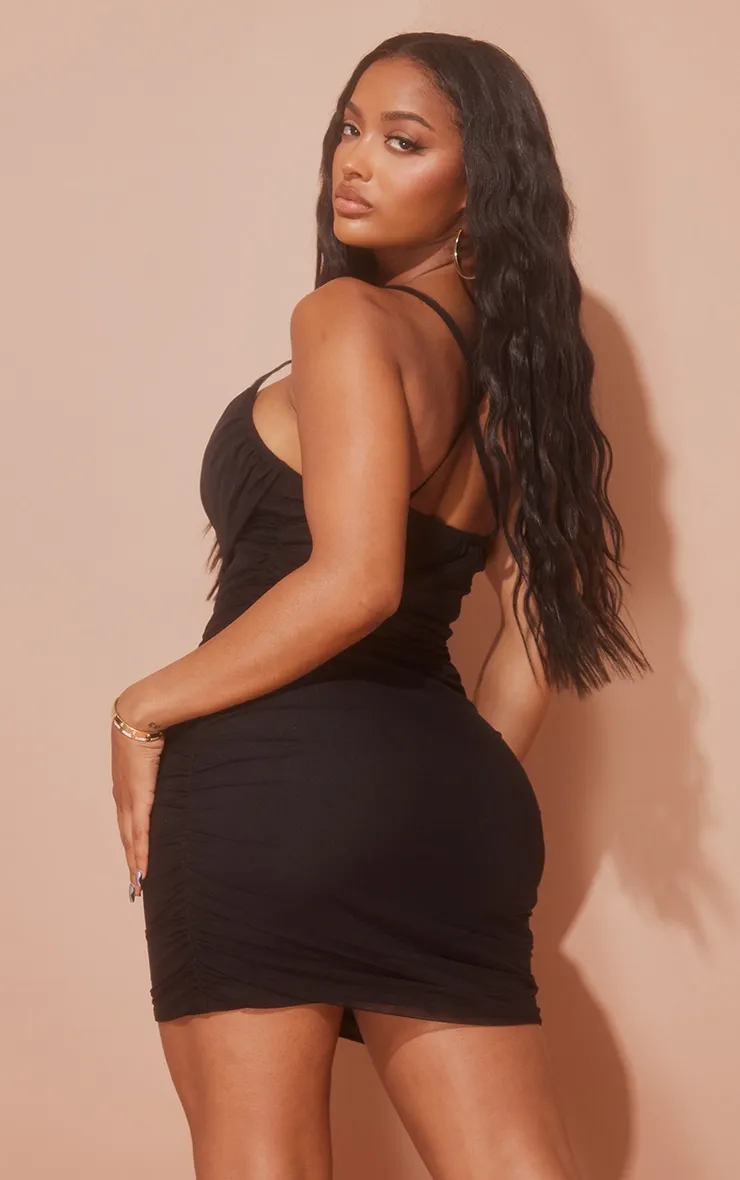 Shape Black Bralet Detail Mesh Cowl Ruched Bodycon Dress sold by Pretty Little Thing product image thumbnail 2