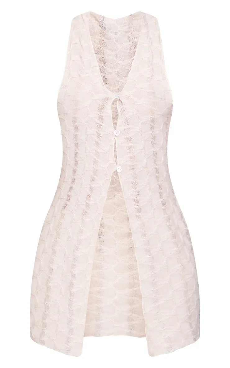 Oatmeal Textured Rib Longline Waistcoat sold by Pretty Little Thing product image thumbnail 5