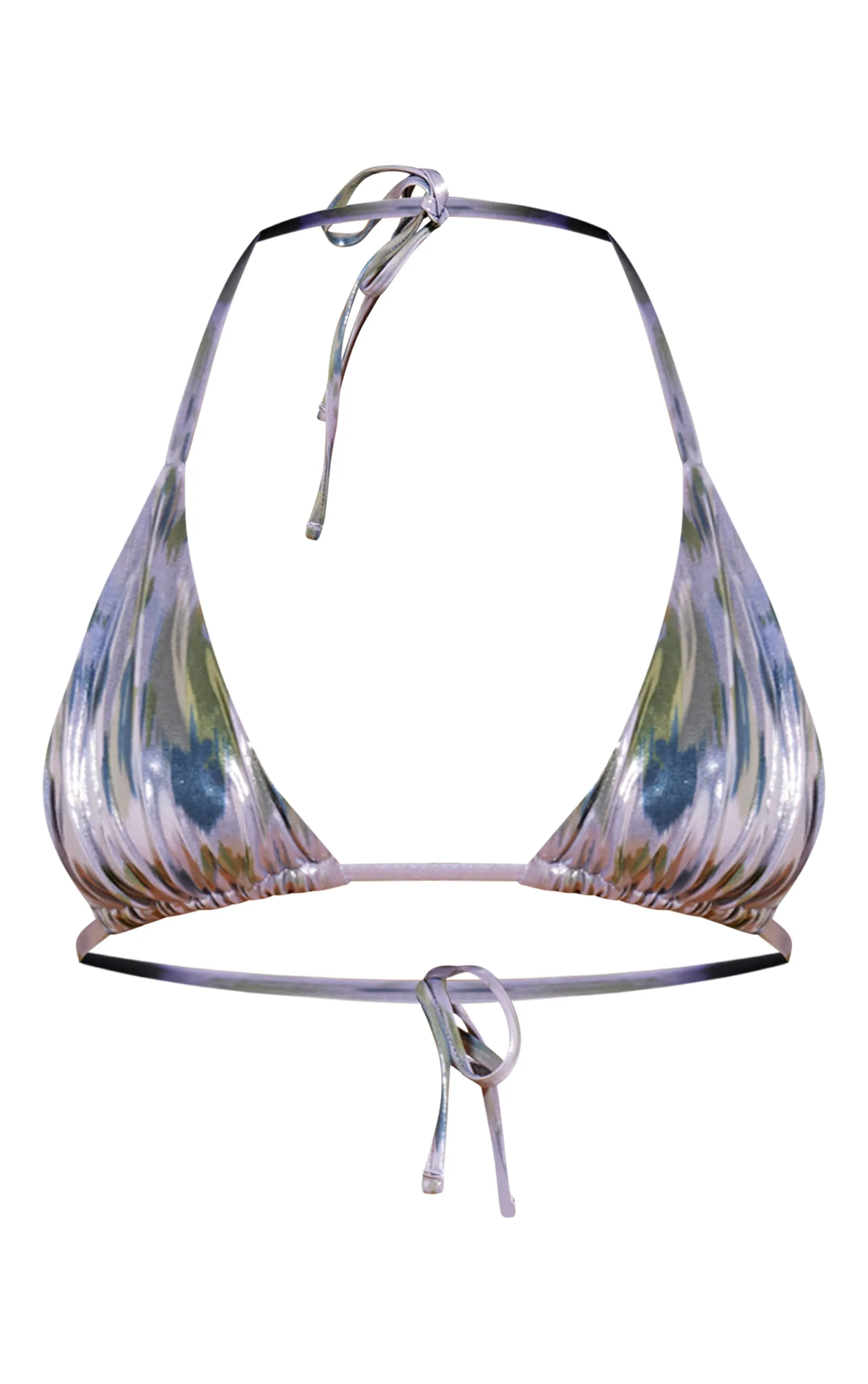 Silver Metallic Abstract Print Micro Bikini Top sold by Pretty Little Thing product image thumbnail 5