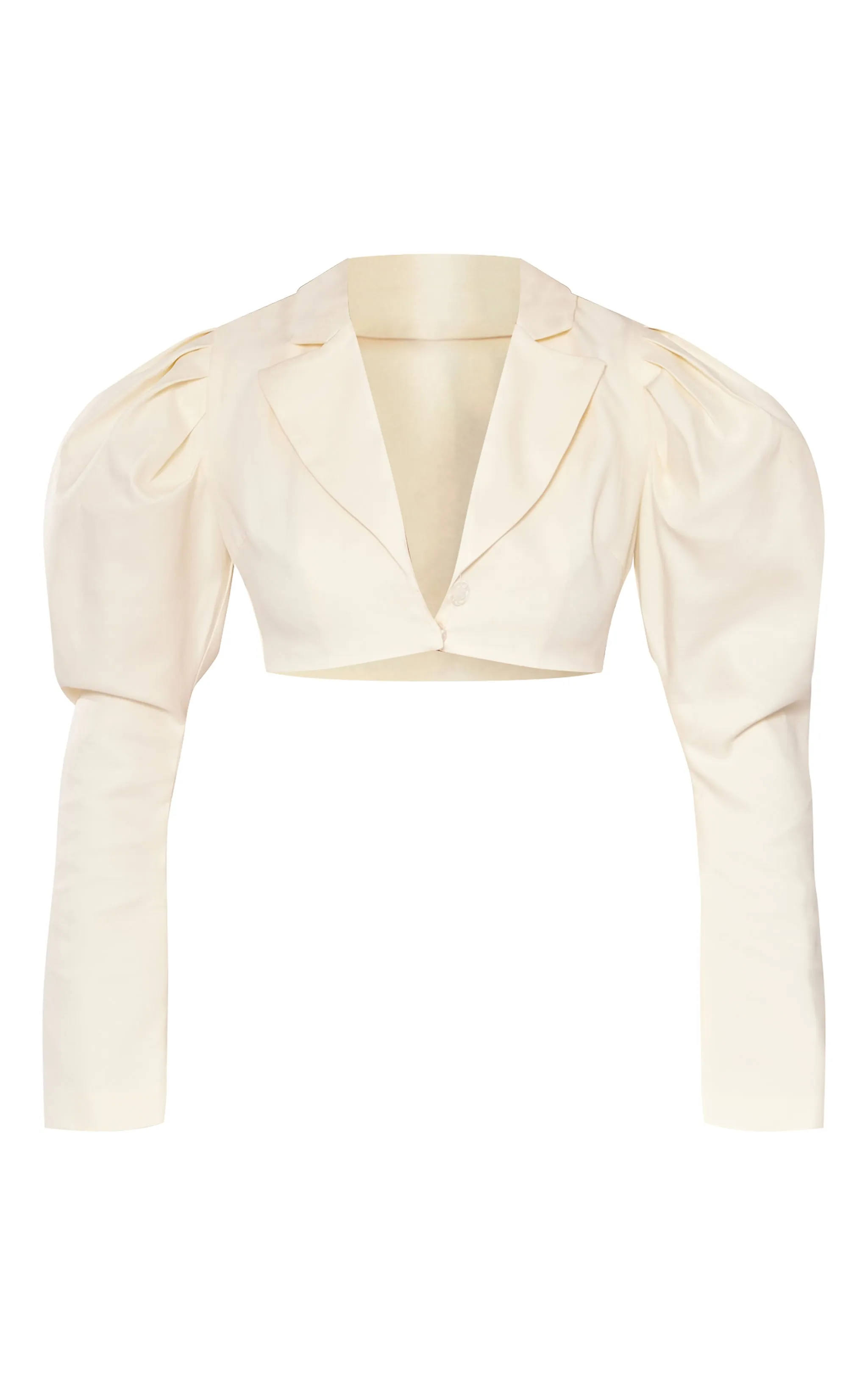 Cream Woven Puff Sleeve Cropped Blazer sold by Pretty Little Thing product image thumbnail 5