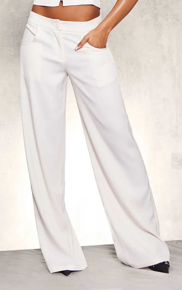 Cream Premium Woven High Waist Tailored Trousers sold by Pretty Little Thing product image thumbnail 2