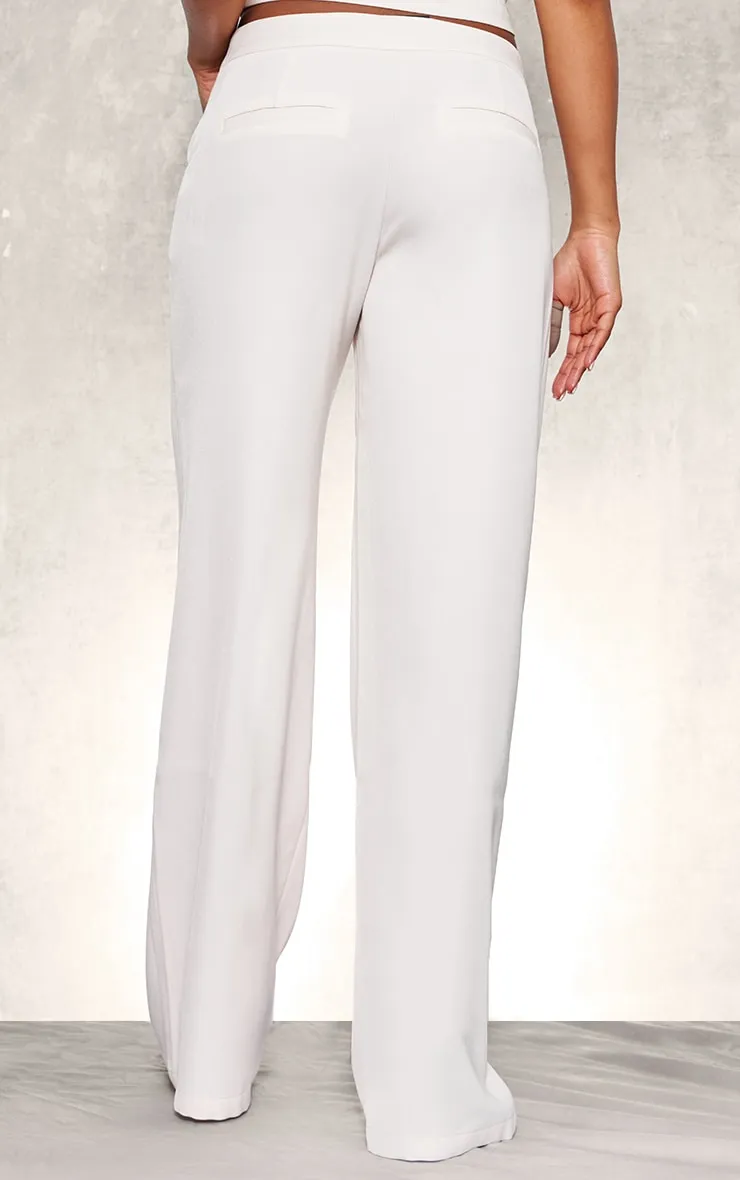 Cream Premium Woven High Waist Tailored Trousers sold by Pretty Little Thing product image thumbnail 3
