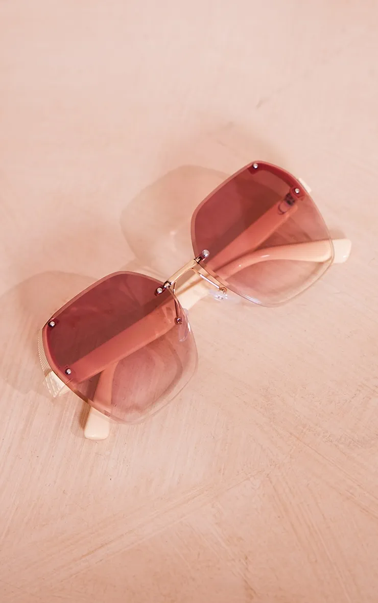 Beige Oversized Square Lens Sunglasses sold by Pretty Little Thing product image thumbnail 2