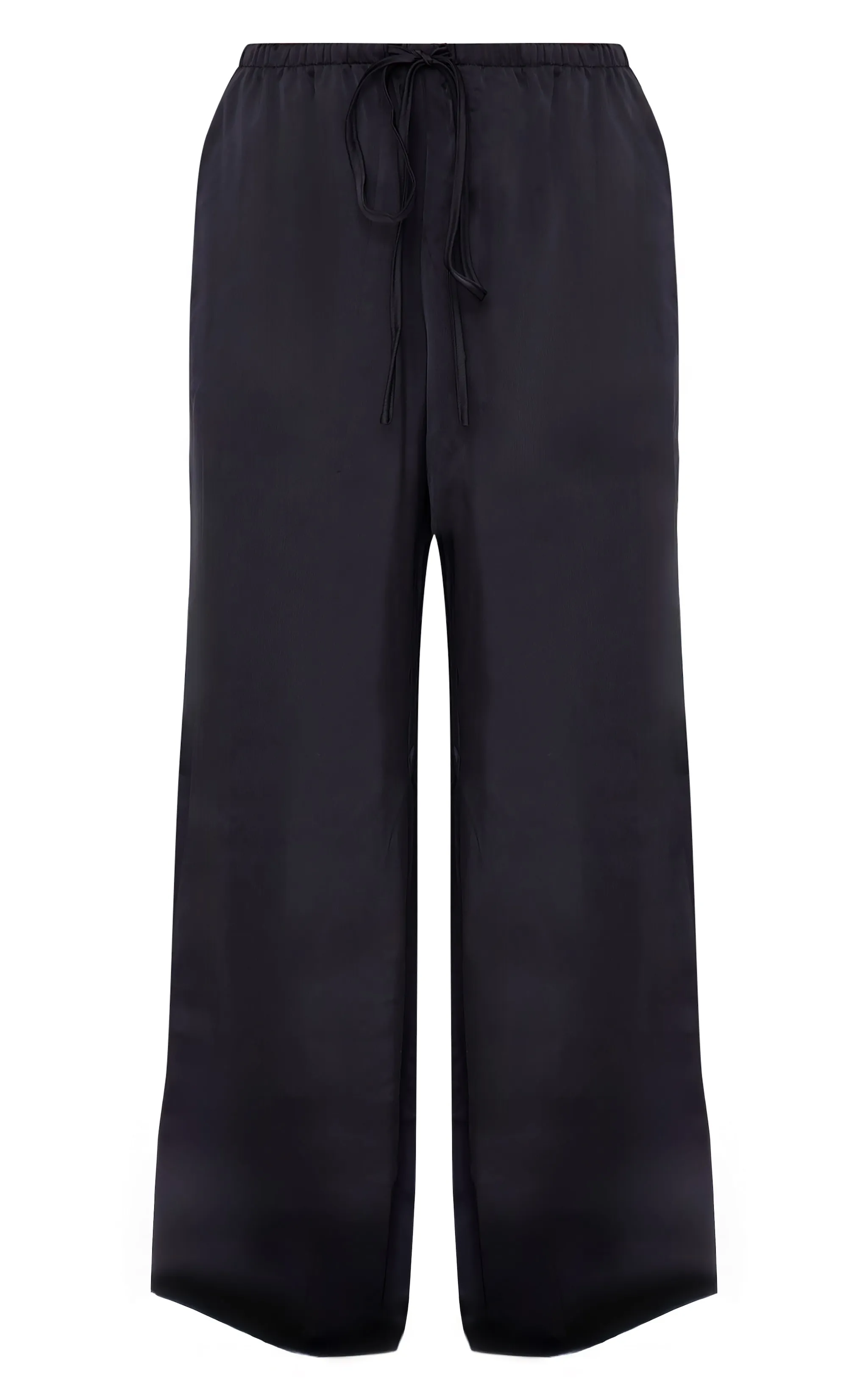 Black Premium Satin Low Rise Wide Leg Drawstring Trousers sold by Pretty Little Thing product image thumbnail 5