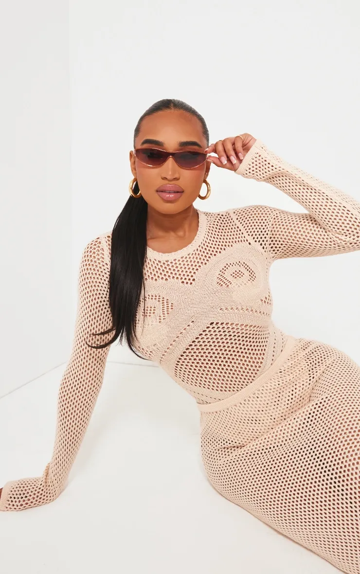 Shape Cream Knit Body Print Bodysuit sold by Pretty Little Thing