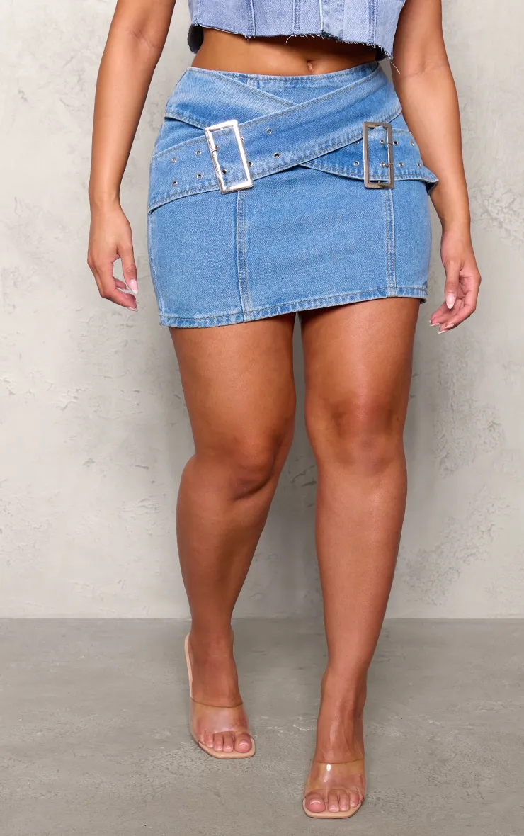 Shape Light Blue Denim Belted Mini Skirt sold by Pretty Little Thing product image thumbnail 2