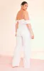 Plus Cream Dobby Mesh Corset Jumpsuit sold by Pretty Little Thing