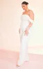 Plus Cream Dobby Mesh Corset Jumpsuit sold by Pretty Little Thing