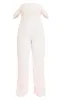 Plus Cream Dobby Mesh Corset Jumpsuit sold by Pretty Little Thing