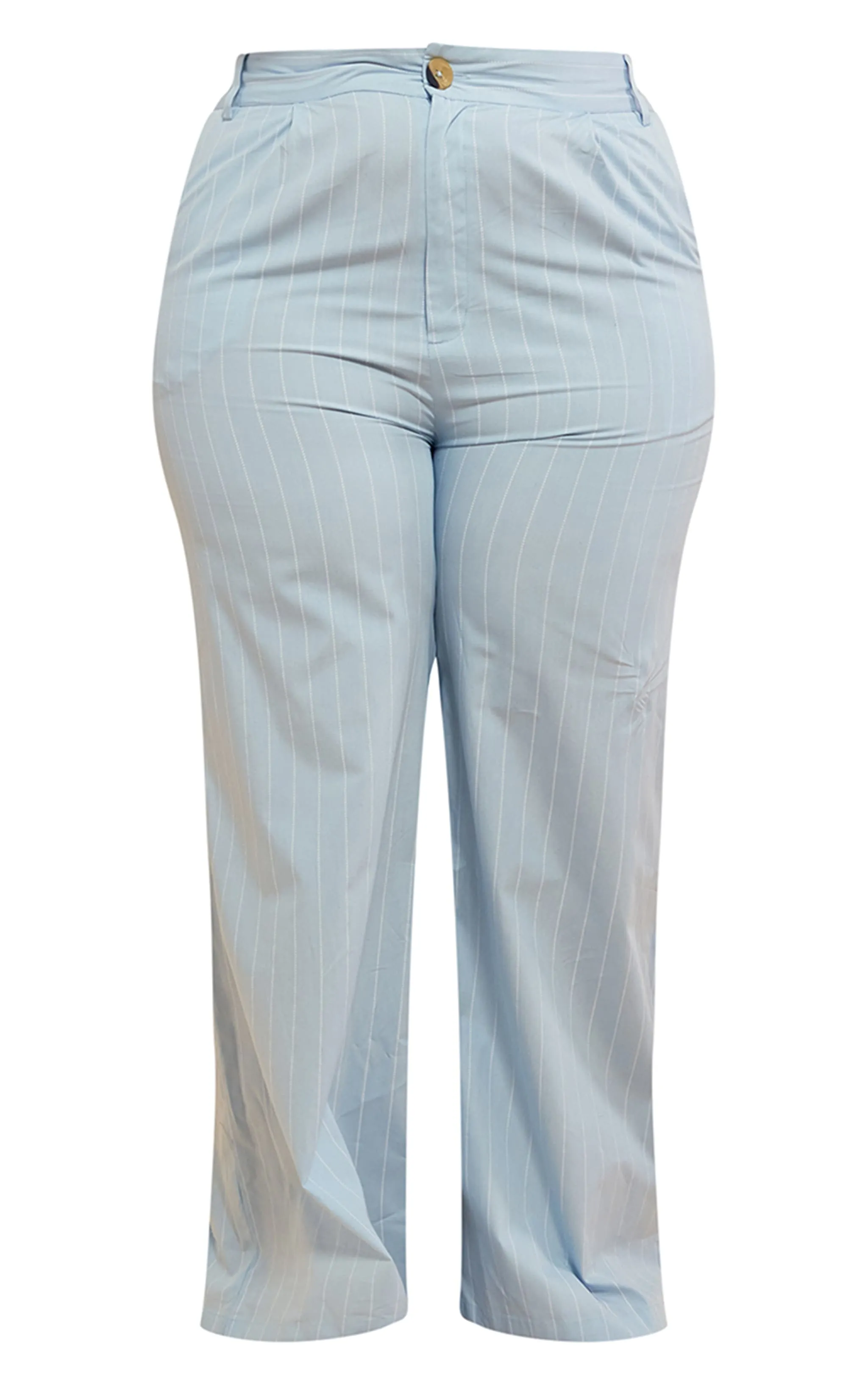 Plus Blue Poplin Pinstripe Tailored Wide Leg Trousers sold by Pretty Little Thing product image thumbnail 5
