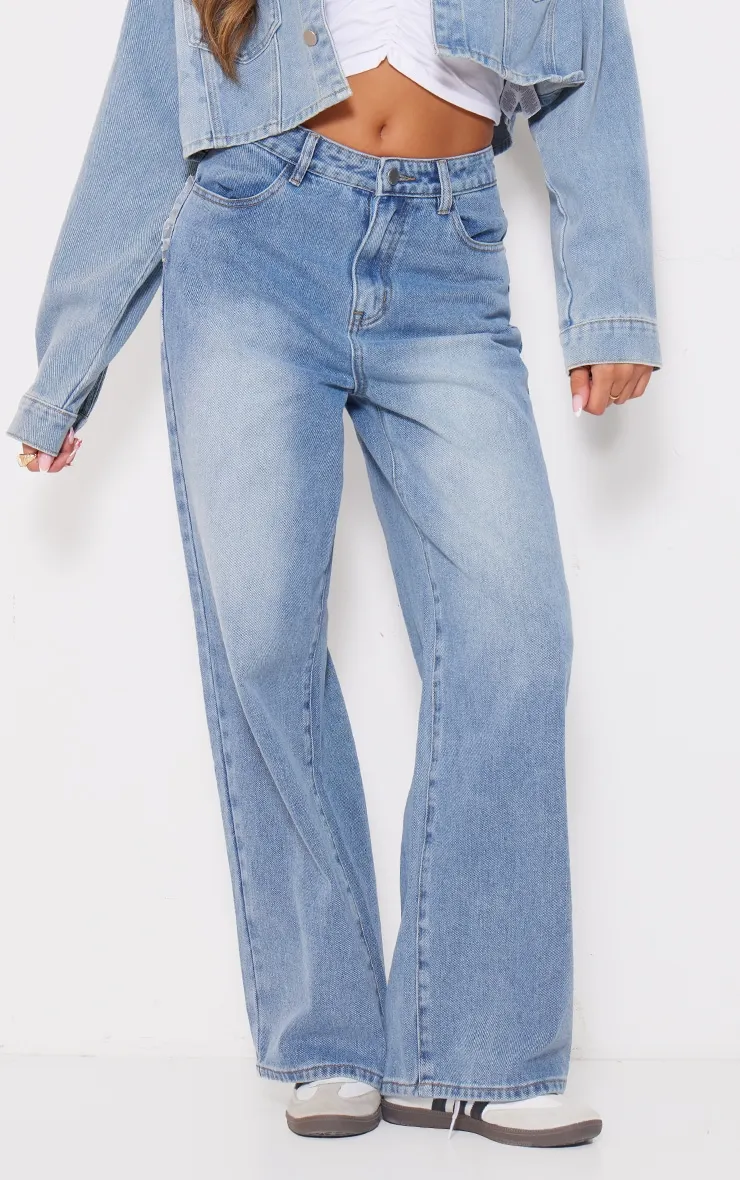 Light Blue Chiffon Heart Pocket Detail Wide Leg Jean sold by Pretty Little Thing product image thumbnail 2