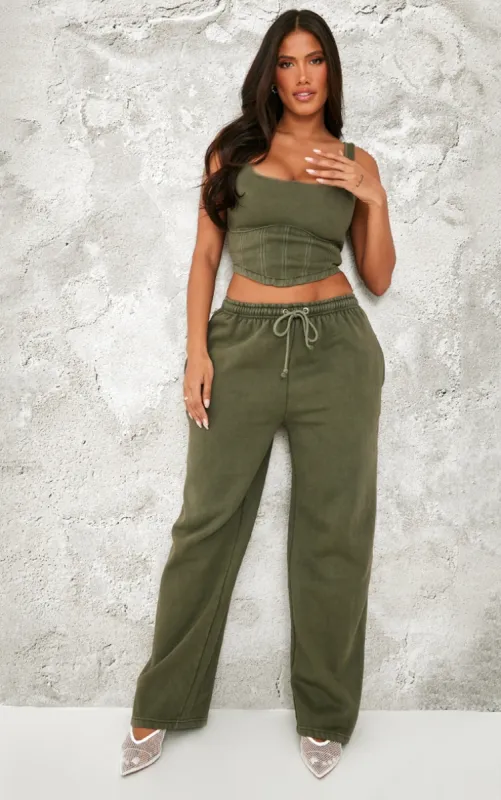 Shape Khaki Washed Wide Leg Joggers sold by Pretty Little Thing