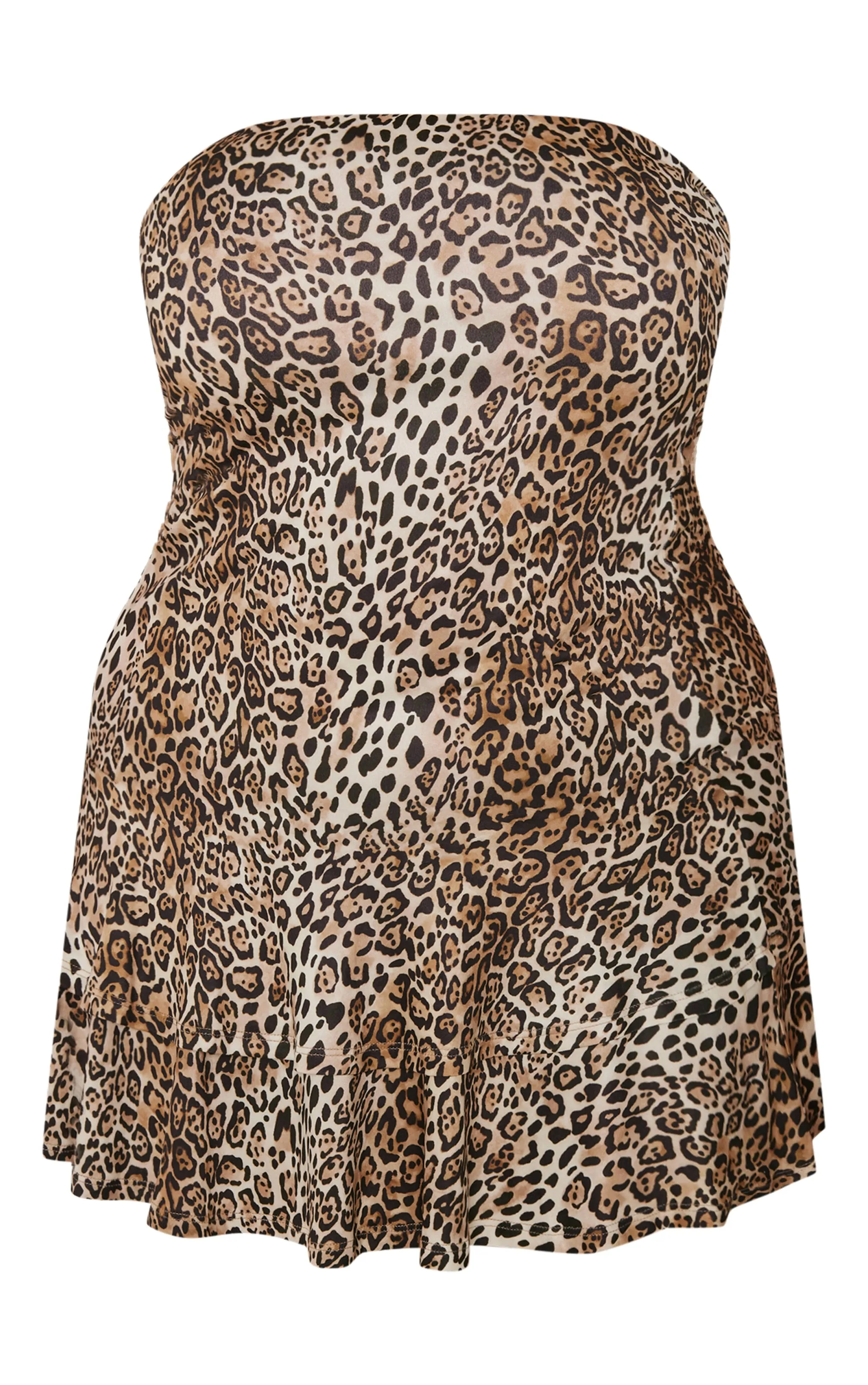 Plus Leopard Print Bandeau Puffball Mini Dress sold by Pretty Little Thing product image thumbnail 5