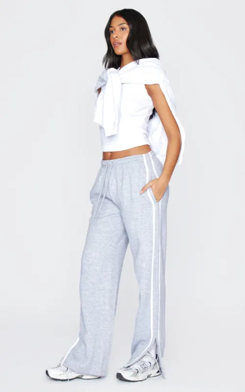 Tall Grey Marl Double Stripe Split Hem Joggers sold by Pretty Little Thing