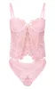 Pink Lace Open Front Corset Lingerie Set sold by Pretty Little Thing