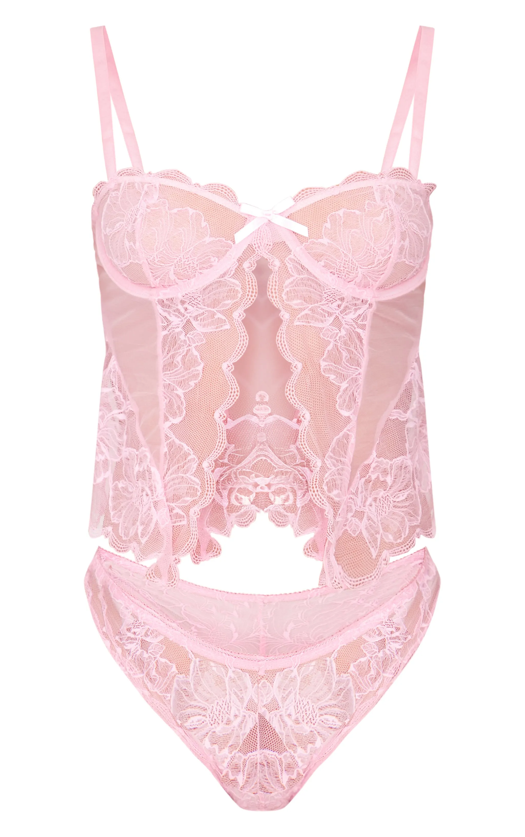 Pink Lace Open Front Corset Lingerie Set sold by Pretty Little Thing product image thumbnail 5