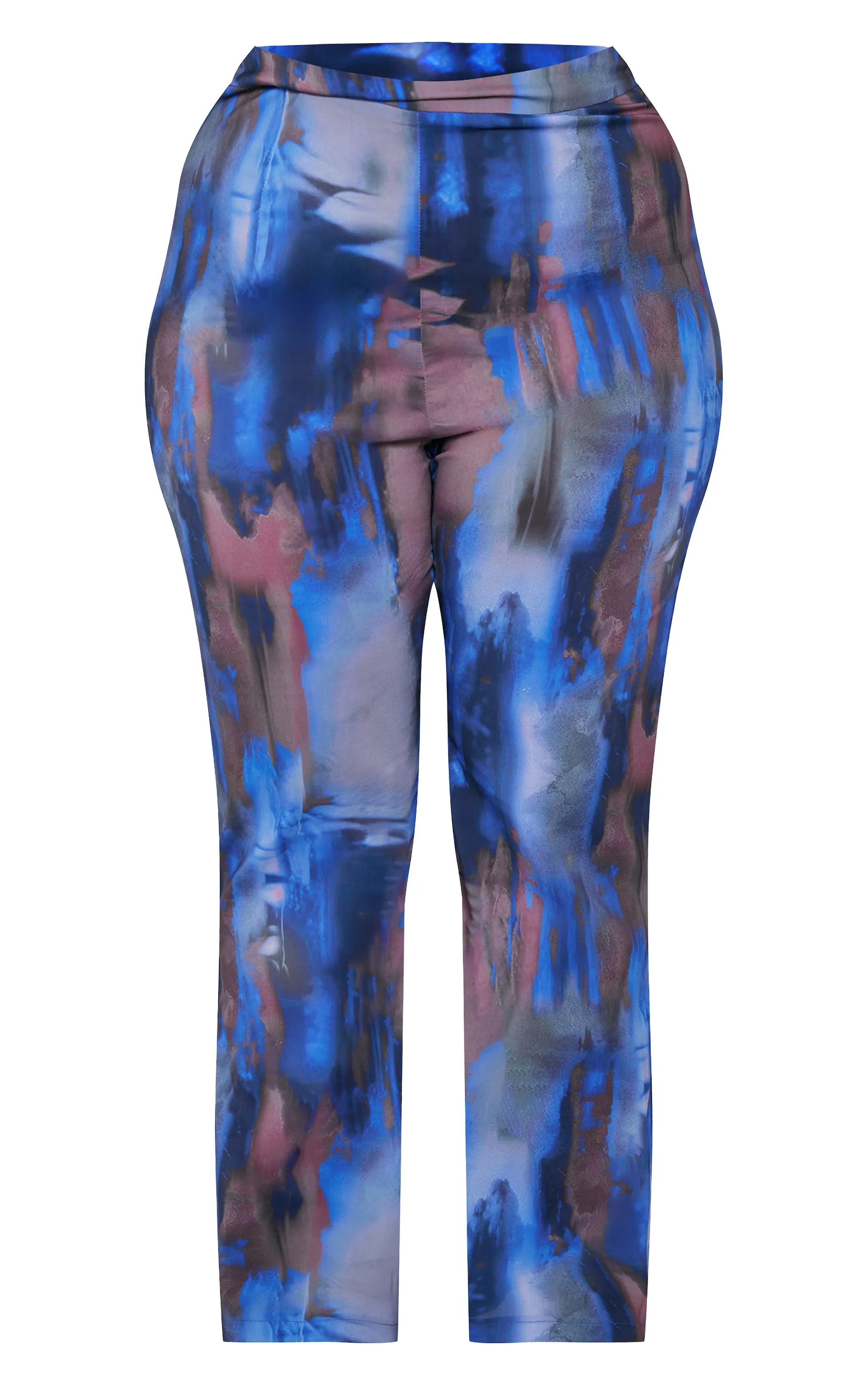 Plus Blue Abstract Print Chiffon Flare Trousers sold by Pretty Little Thing product image thumbnail 5