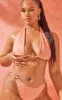 Plus Clay Ring Front High Apex Triangle Bikini Top sold by Pretty Little Thing