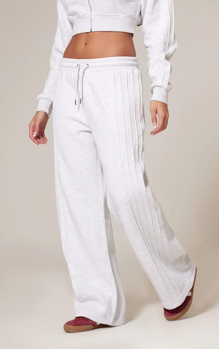 Grey Marl Seam Detail Wide Leg Joggers sold by Pretty Little Thing product image thumbnail 2
