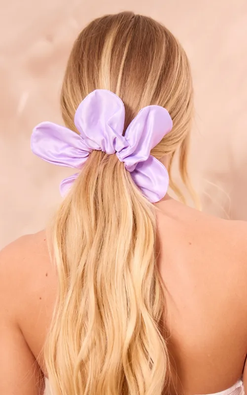 Lilac Satin Oversized Flower Scrunchie sold by Pretty Little Thing