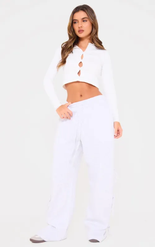 Grey Marl Tie Side Detail Wide Leg Joggers sold by Pretty Little Thing