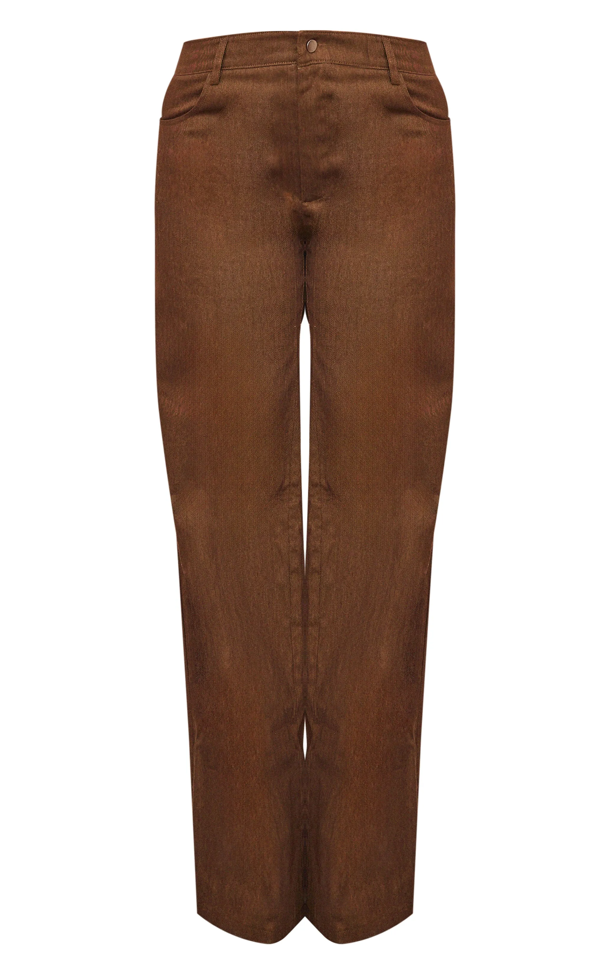 Chocolate Premium Twill Mid Rise Wide Leg Trouser sold by Pretty Little Thing product image thumbnail 5
