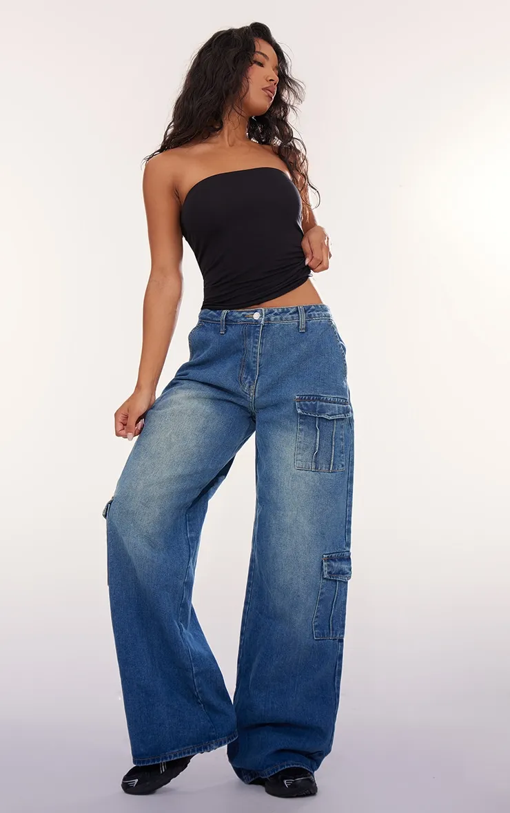 Black Modal Cotton Longline Bandeau sold by Pretty Little Thing product image thumbnail 3