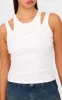 White Double Layer Ribbed Vest Top sold by Pretty Little Thing