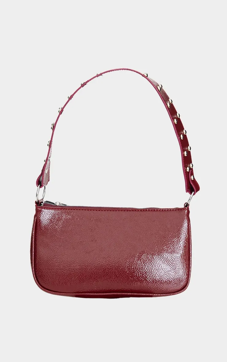 Burgundy Stud Handle Shoulder Bag sold by Pretty Little Thing product image thumbnail 2
