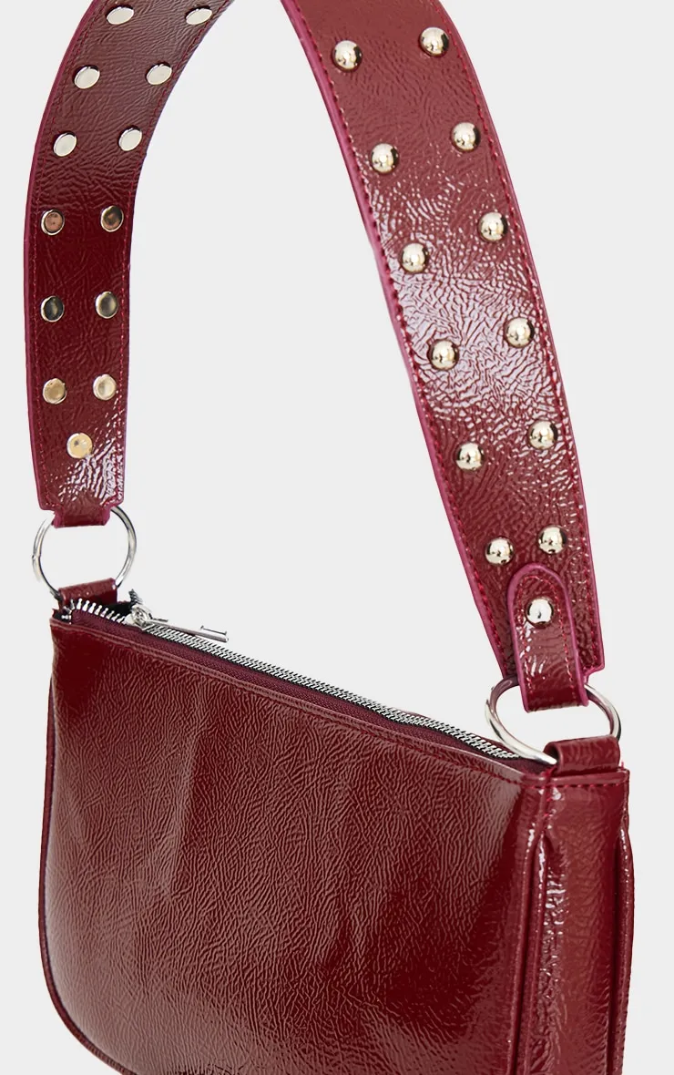 Burgundy Stud Handle Shoulder Bag sold by Pretty Little Thing product image thumbnail 3