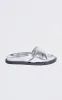 Silver Real Leather Round Toe Cross Strap Footbed Sandals sold by Pretty Little Thing