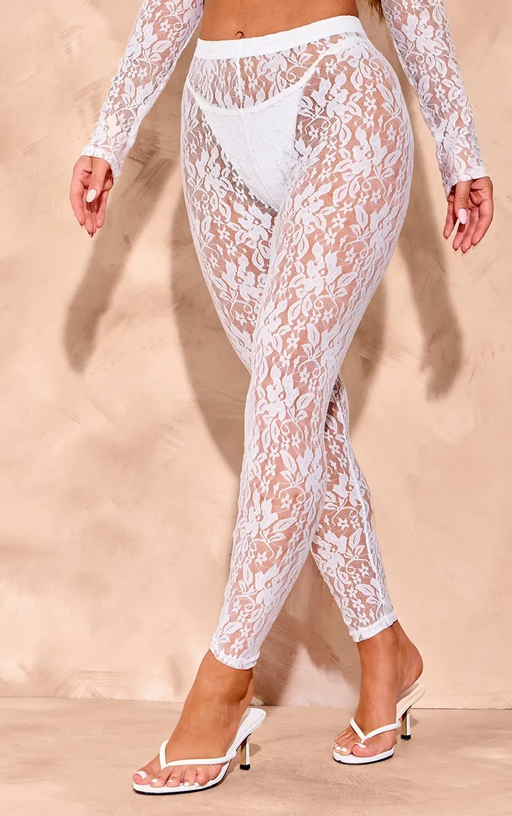 White Lace High Waisted Leggings sold by Pretty Little Thing product image thumbnail 2