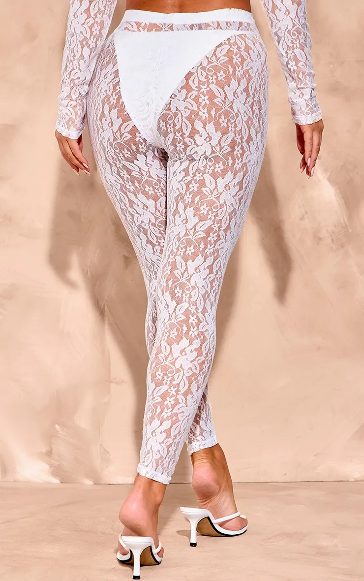 White Lace High Waisted Leggings sold by Pretty Little Thing product image thumbnail 3