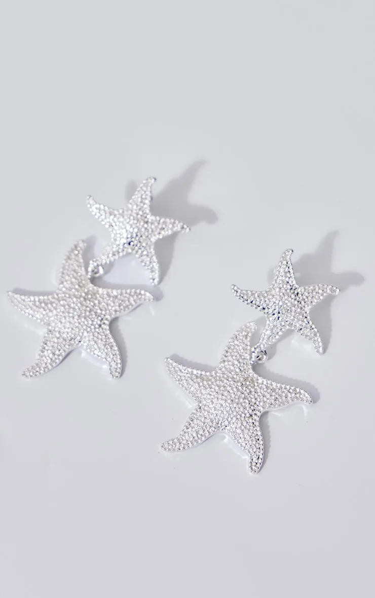 Silver Starfish Detail Drop Stud Earrings sold by Pretty Little Thing product image thumbnail 2