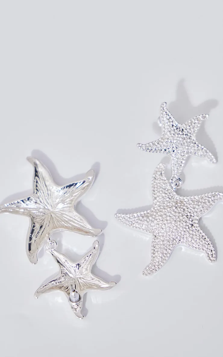 Silver Starfish Detail Drop Stud Earrings sold by Pretty Little Thing product image thumbnail 3