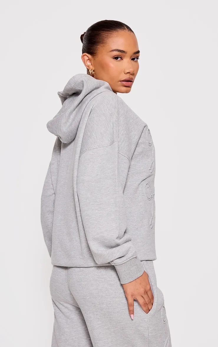 Petite Grey Marl Embossed Bow Detail Hoodie sold by Pretty Little Thing product image thumbnail 2