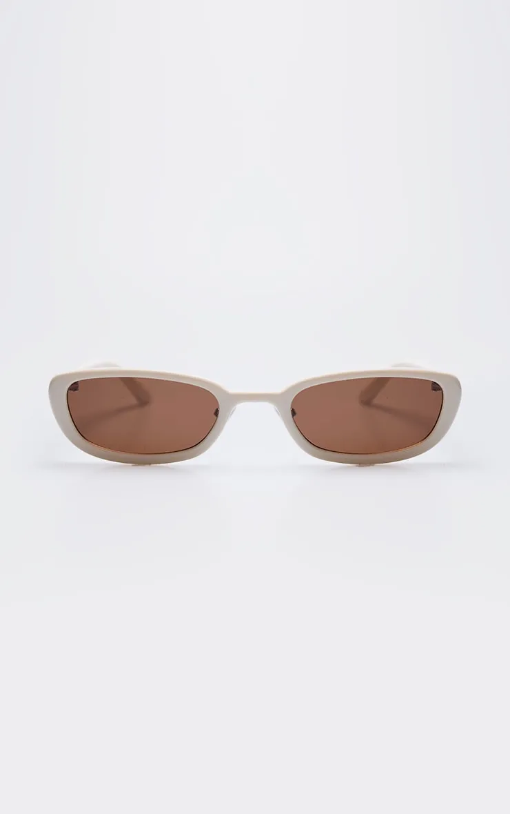Cream Slim Retro Cat Eye Sunglasses sold by Pretty Little Thing product image thumbnail 2