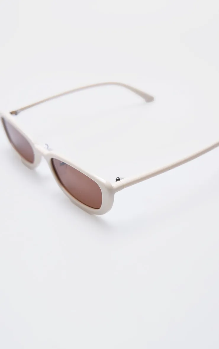 Cream Slim Retro Cat Eye Sunglasses sold by Pretty Little Thing product image thumbnail 3