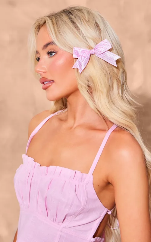 Multi Gingham 2 Pack Bow Hair Clips sold by Pretty Little Thing