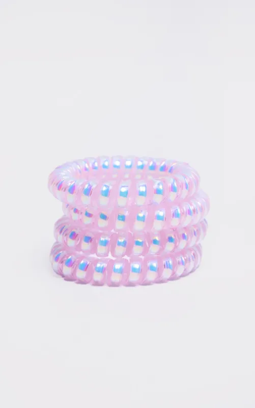 Pink Pearlescent Spiral Hair Tie Multipack sold by Pretty Little Thing