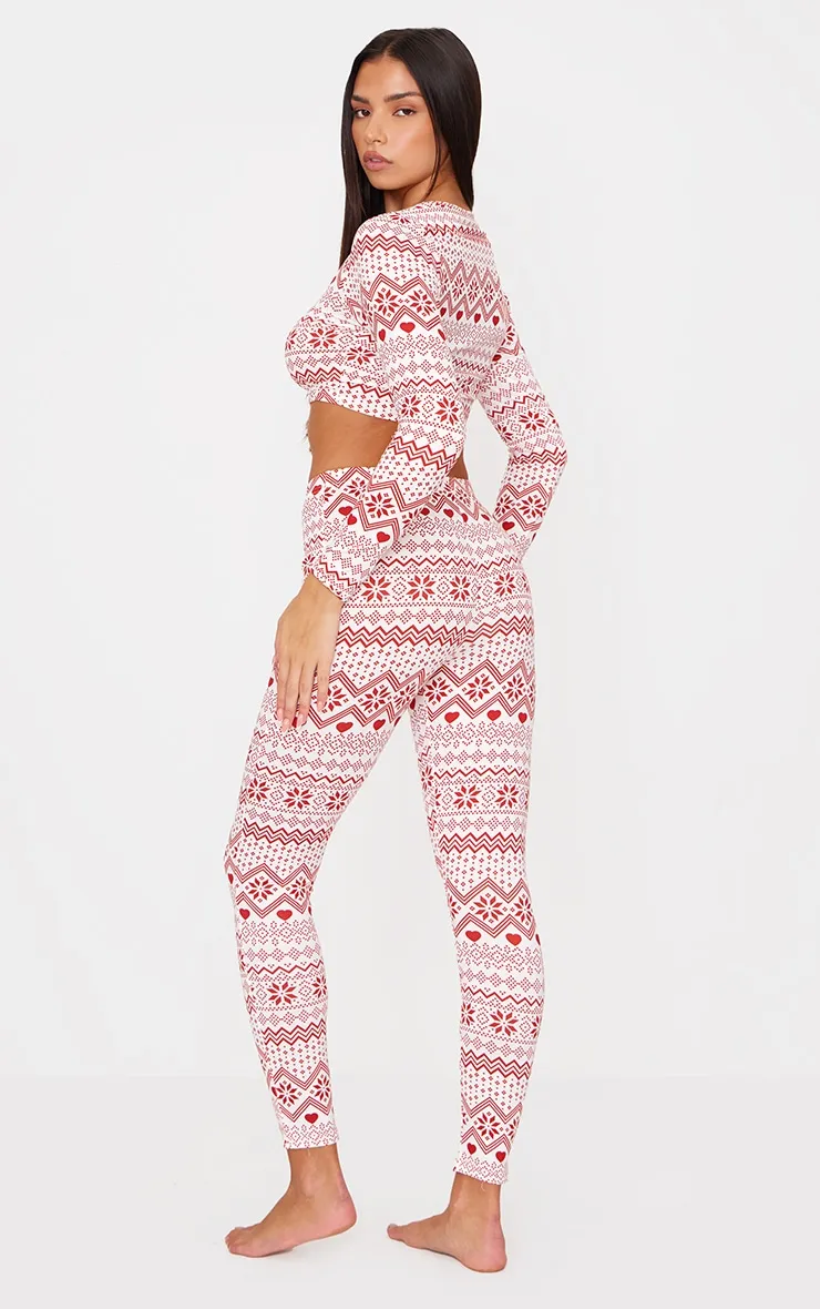 Cream Fairisle Print Long Sleeve Legging Pj Set sold by Pretty Little Thing product image thumbnail 2