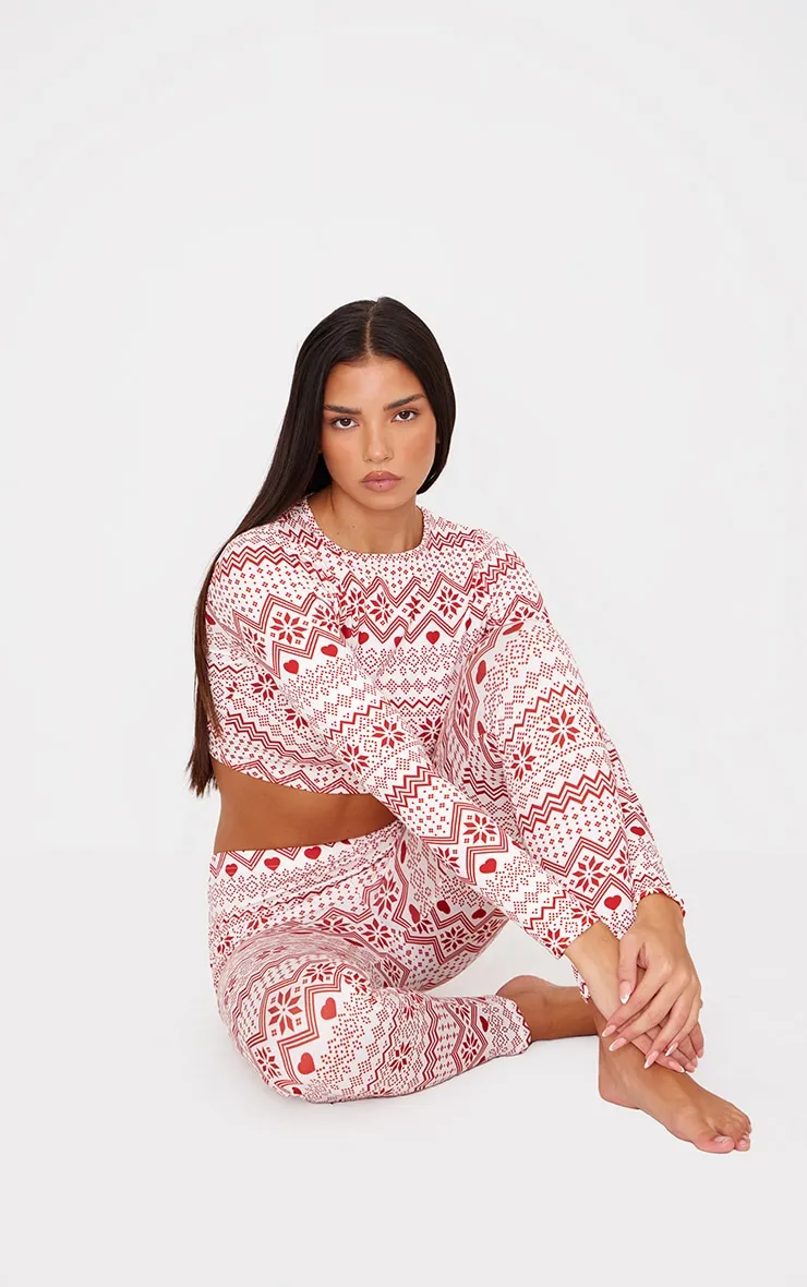 Cream Fairisle Print Long Sleeve Legging Pj Set sold by Pretty Little Thing product image thumbnail 3