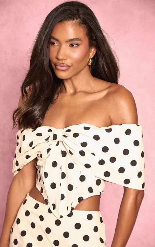 Stone Polka Dot Bow Detail Corset Top made by Pretty Little Thing