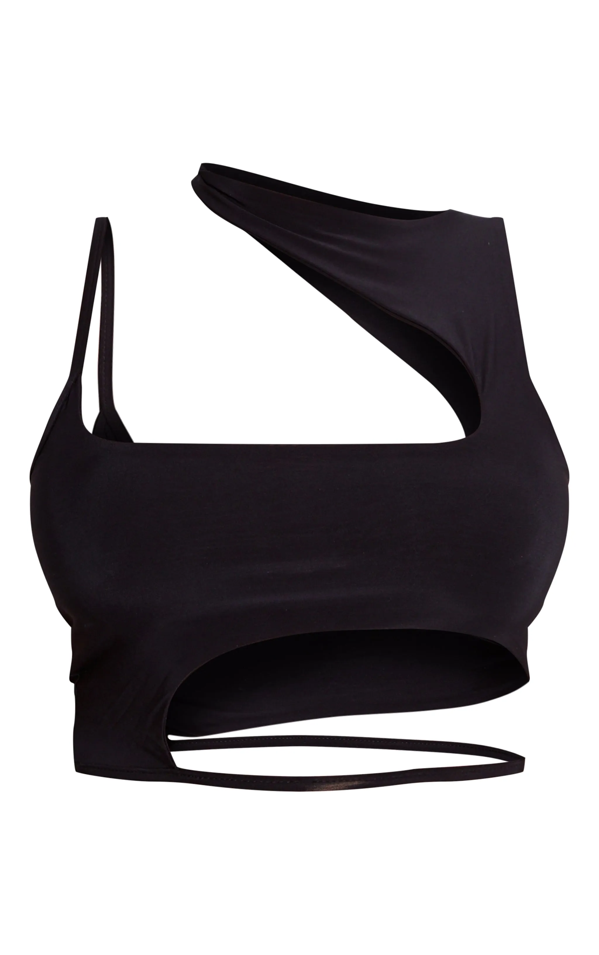 Shape Black Slinky Asymmetric Hem Top sold by Pretty Little Thing product image thumbnail 5