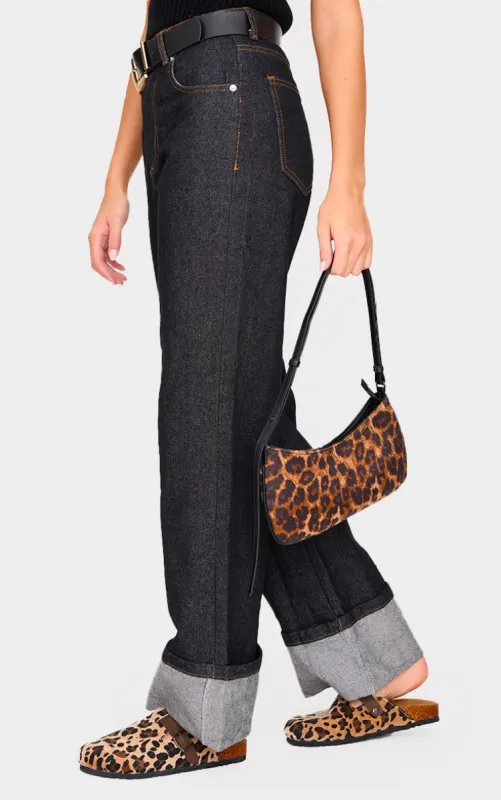 Leopard Print Faux Pony Hair Round Toe Buckle Mule Clog sold by Pretty Little Thing