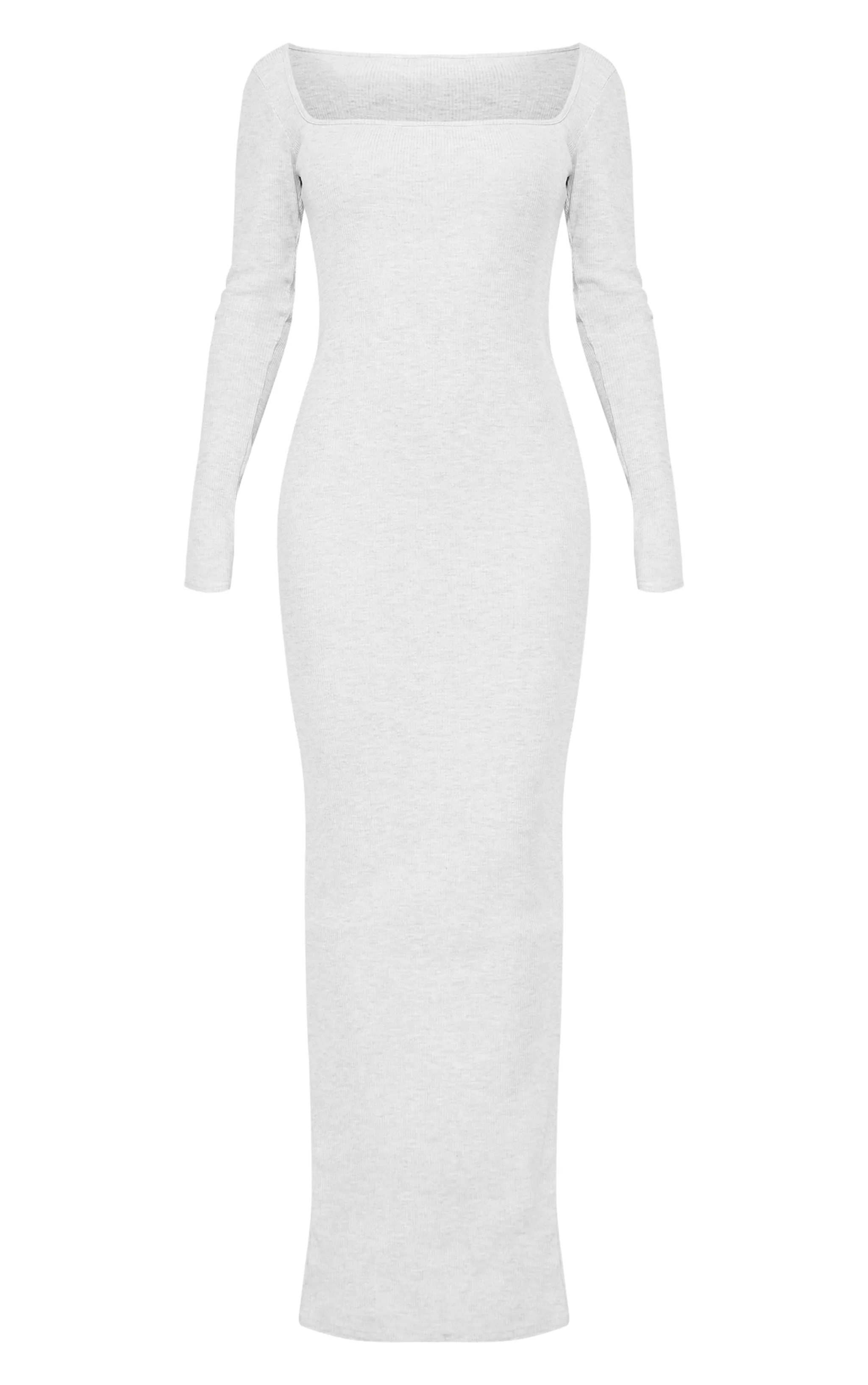 Light Grey Heavy Rib Square Neck Maxi Dress sold by Pretty Little Thing product image thumbnail 5