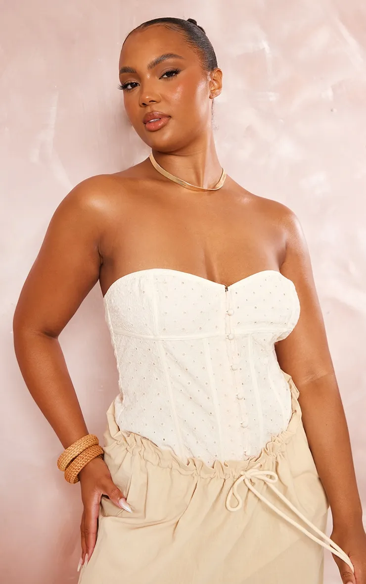 Plus Cream Broderie Bandeau Corset sold by Pretty Little Thing product image thumbnail 3