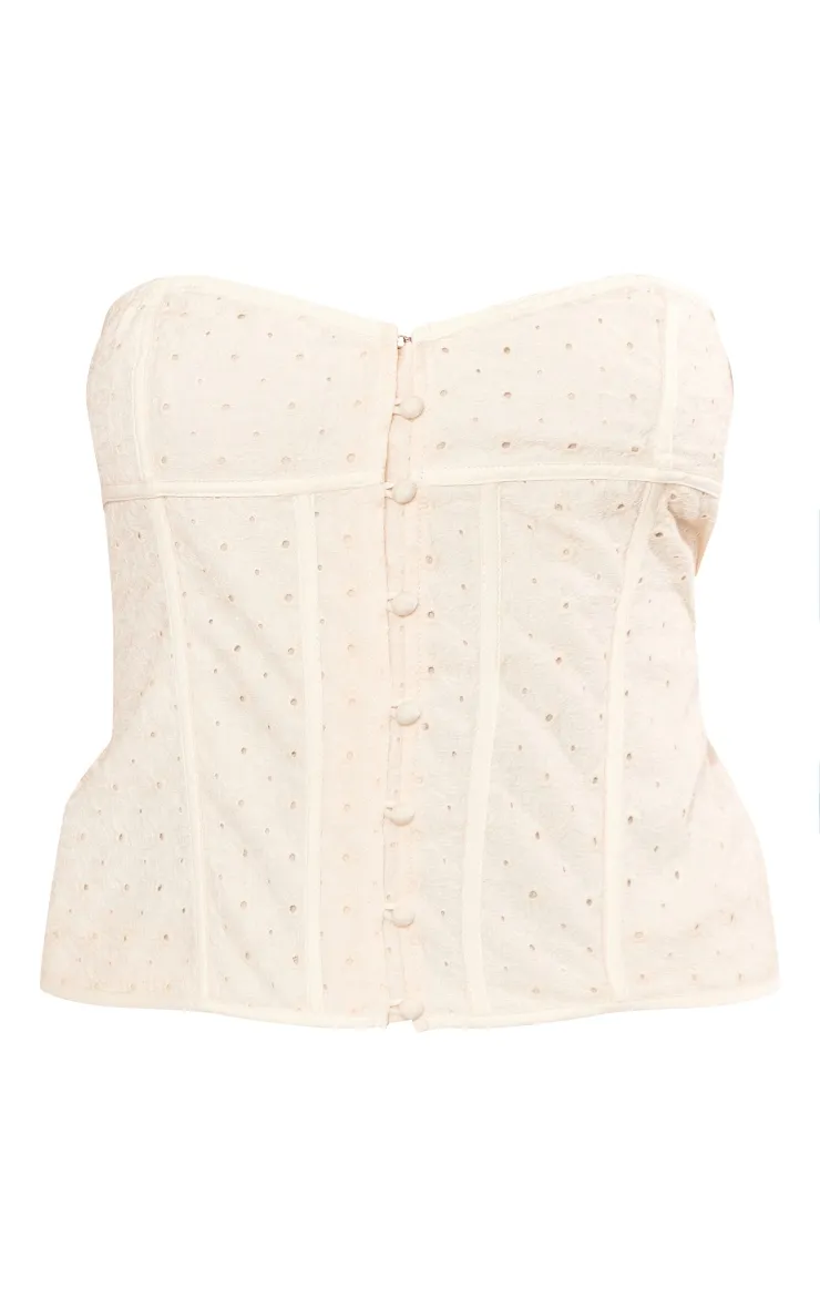 Plus Cream Broderie Bandeau Corset sold by Pretty Little Thing product image thumbnail 5